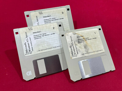 Microsoft Windows NT Server 8.9cm Diskettenlauf Discs x3 Setup Version 4.0 1996