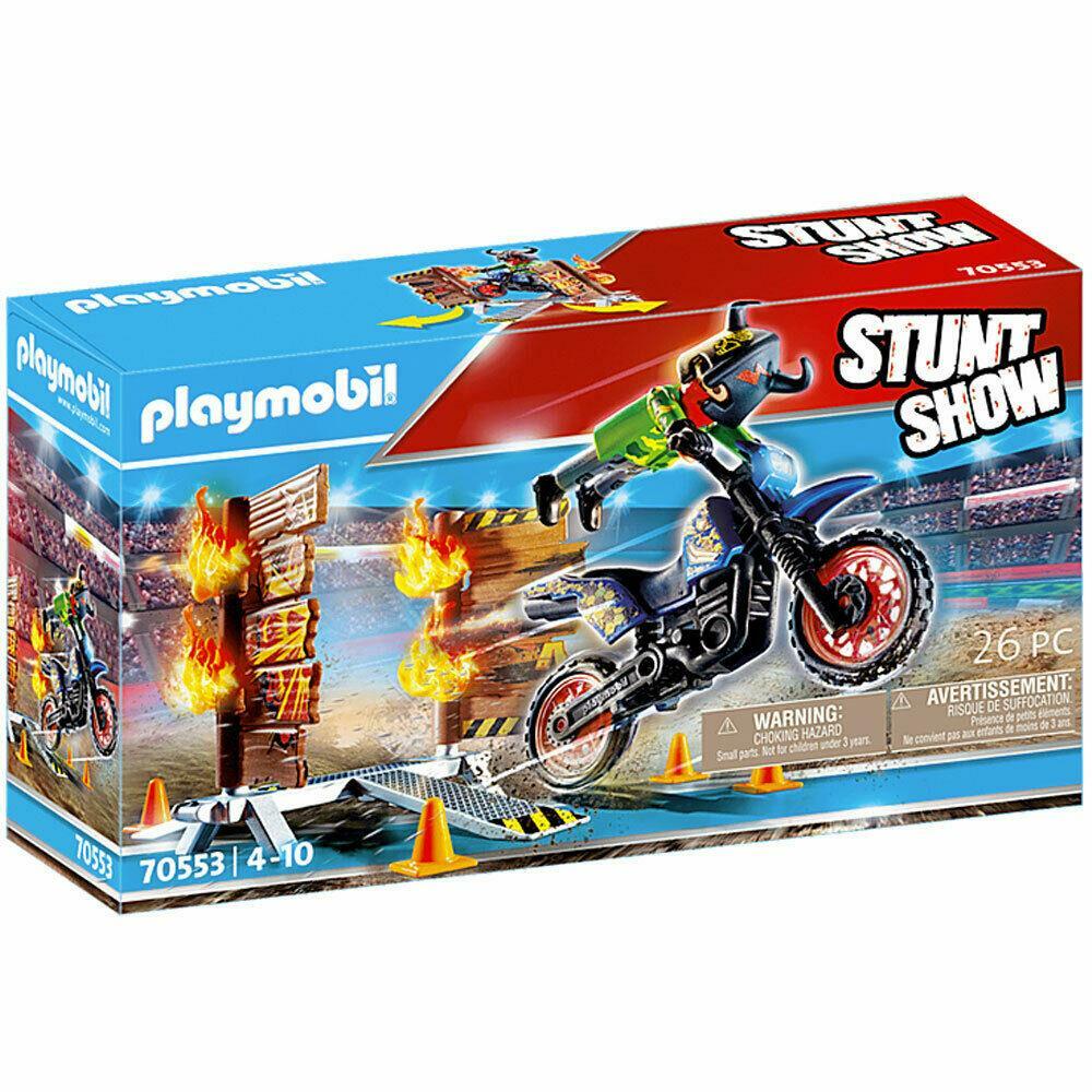 Playmobil 70553 Stunt Show Motocross with Fiery Wall | eBay