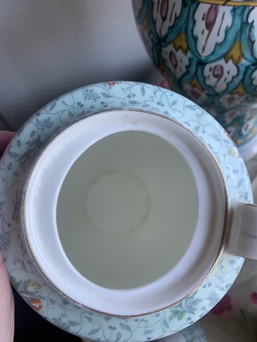 Royal Doulton Teapot & Floral Hot Water Jug Blue "Merle" H4725 1930s Vintage - Picture 11 of 12