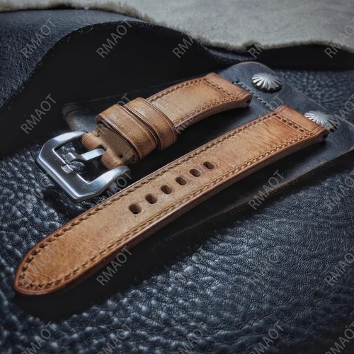 22mm Genuine leather strap Thick handmade strap Suitable For IWC portugieser - Picture 3 of 8