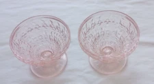 Vintage Jeanette Holiday Button and Bows Sherbet Cups Pink Depression Glass Pair