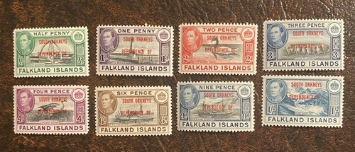 Falkland Islands Dependency, South Orkneys, Sc #4L1-4L8 MLH. Lt Crease in 4L8