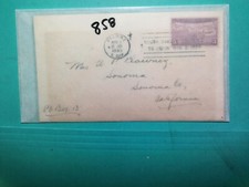 U. S. Stamp FDC 858 - Territories- no cachet- S. Dakota 1939 postmark