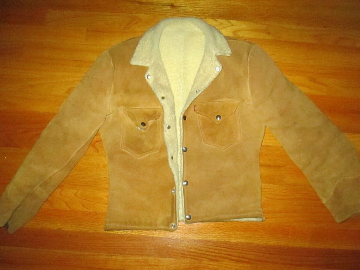 LEVI'S Vtg 50s 60s Leather Suede Big Capital E Jacket Sherpa LEVI'S Vtg 50s 60s Leather Suede Big Capital E Jacket Sherpa