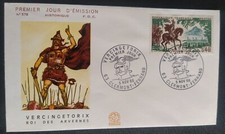 ENVELOPPE PREMIER JOUR 1966 TIMBRE VERCINGÉTORIX CLERMONT-FERRAND N°1495 FDC