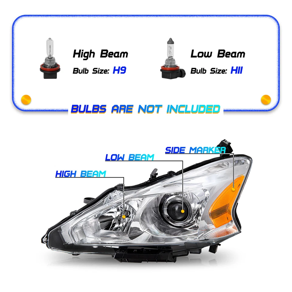 Faros halógenos cromados ámbar para Nissan Altima 2013-2015 sedán Foto 2 de 4