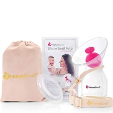 Silicone Manual Breast Pump All-in-1 Pump Strap/Stopper/Lid/Carry Pouch BPA Free