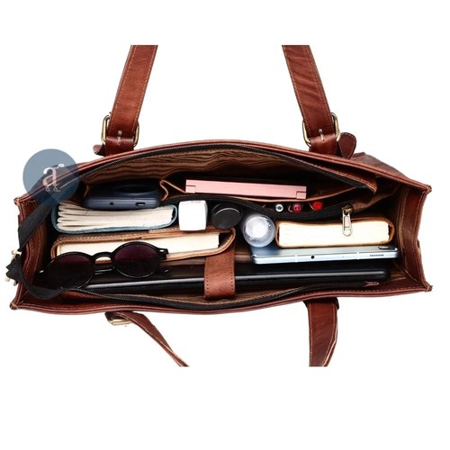 Elegant Leather Handmade Everyday Womens Leather Style Work Bag Perfect Gift - Picture 5 of 18