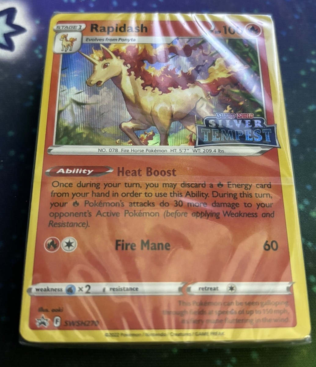 Rapidash SWSH270 Pre Release Stamped Sealed Pack Silver Tempest Pokemon TCG  NM