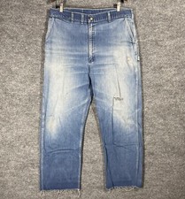 VINTAGE 60s OshKosh B'gosh Denim Jeans 38x30 Carpenter Talon USA Distressed