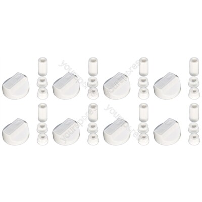 Universal Herd Backofen Grill Bedienknöpfe und Adapter weiß passend für alle x 8