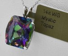 MYSTIC TOPAZ  8.87 Cts PENDANT SOLID 14K WHITE GOLD - New With Tag — photo 3