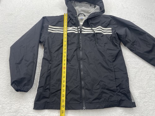 Vintage Adidas Jacket Size Small Black White Gray Hooded Three Stripe 90 - Picture 8 of 15