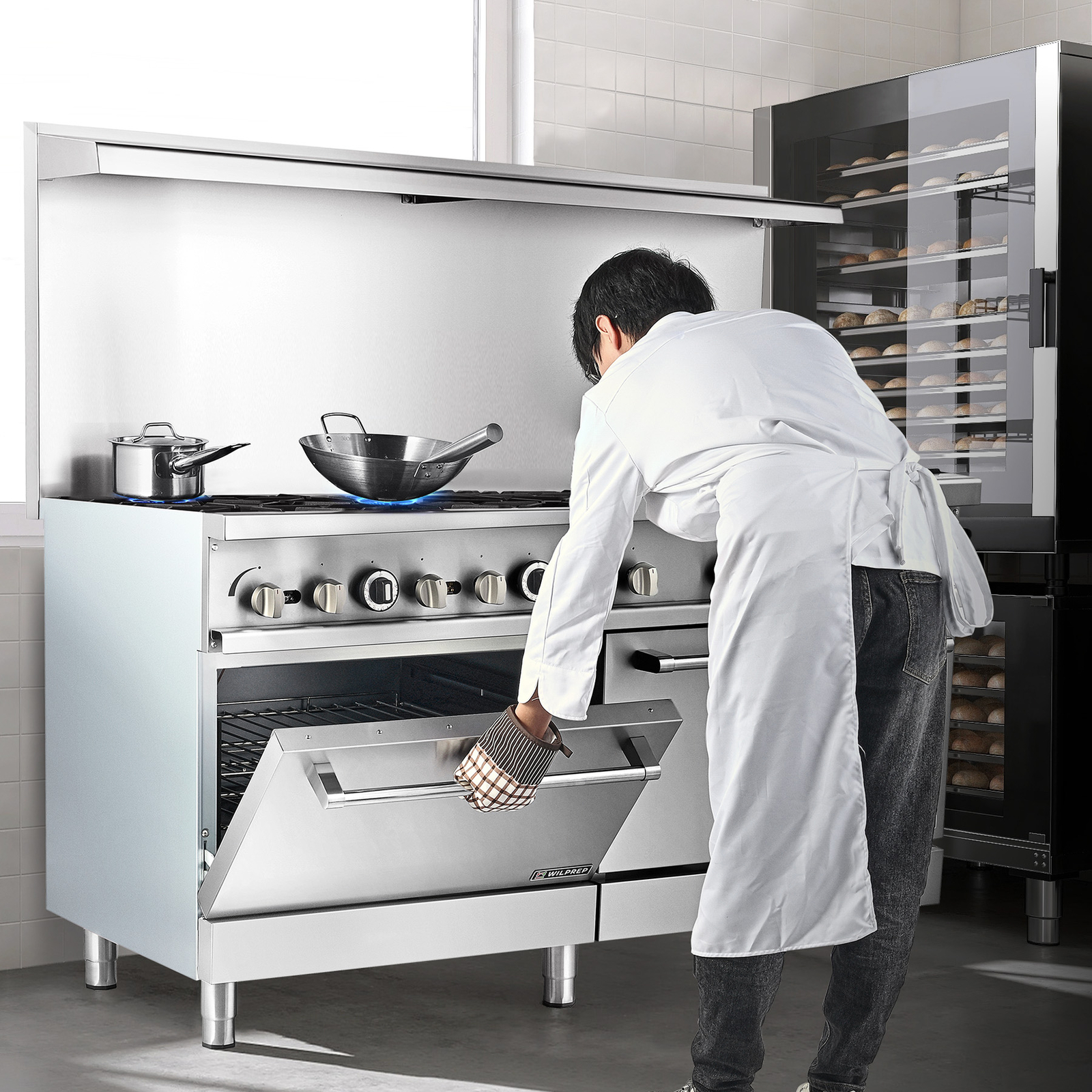 WILPREP 60" Liquid Propane Gas Range w Dual Oven 366000 BTU Capacity 10 Burner