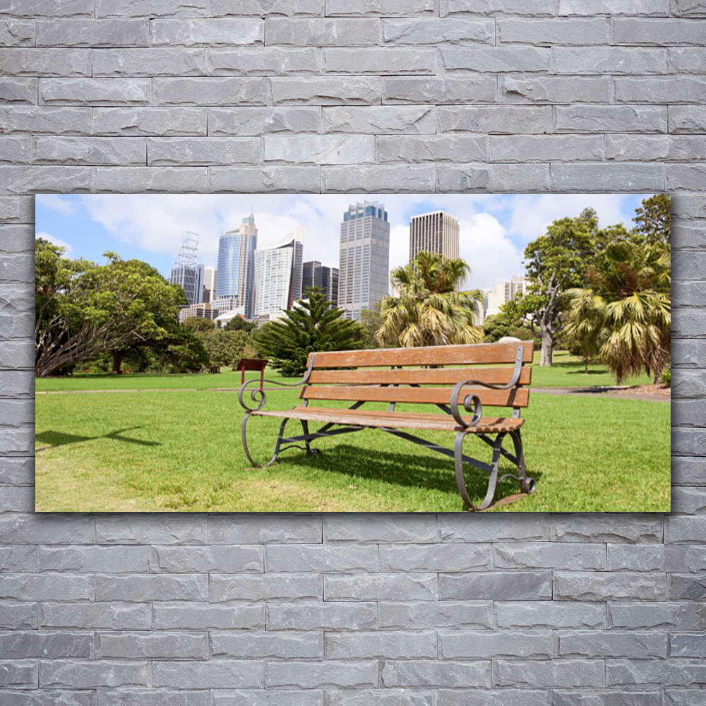 Photo sur toile tendue de style parc et gratte-ciel au format panoramique premium 120x60cm
