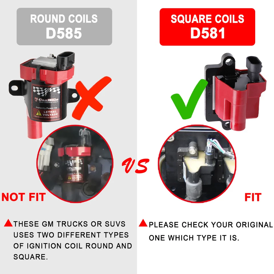 Paquete de 8 bobinas de encendido cuadradas con cable de bujía para Chevy GMC 4,8 L 5,3 L 6,0 L 8,1 L Foto 4 de 4