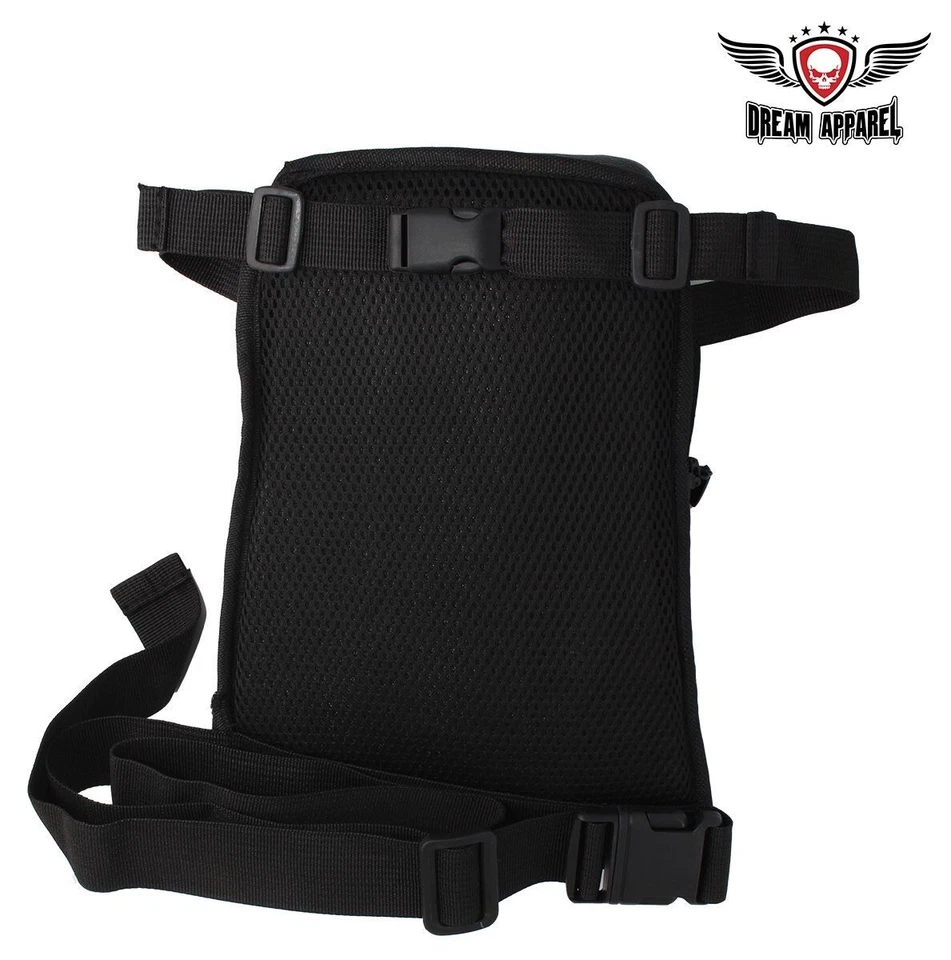 Bolso muslo de cuero de vaca negro desnudo con bolsillo para pistola para motocicleta motociclista Foto 2 de 4