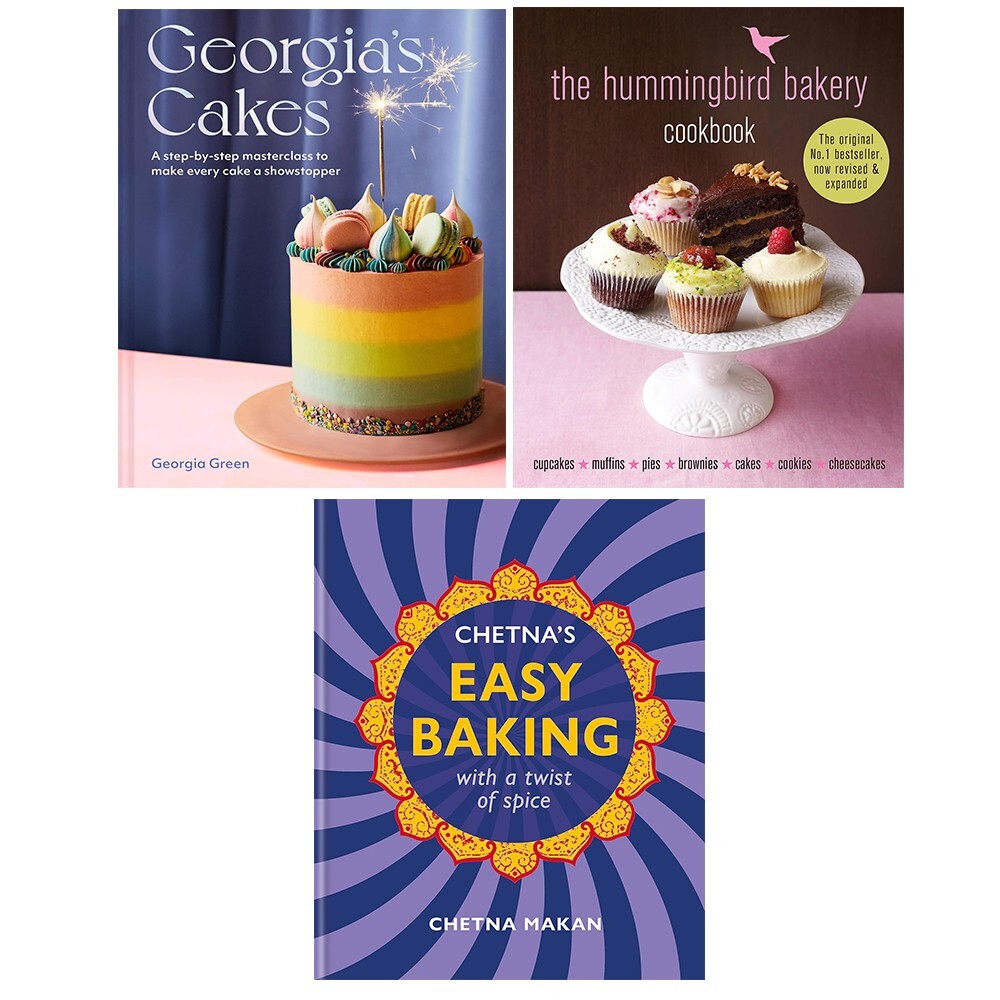 Georgia’s Cakes, Chetnas Easy Baking, Hummingbird Bakery Cookbook 3 Books Set