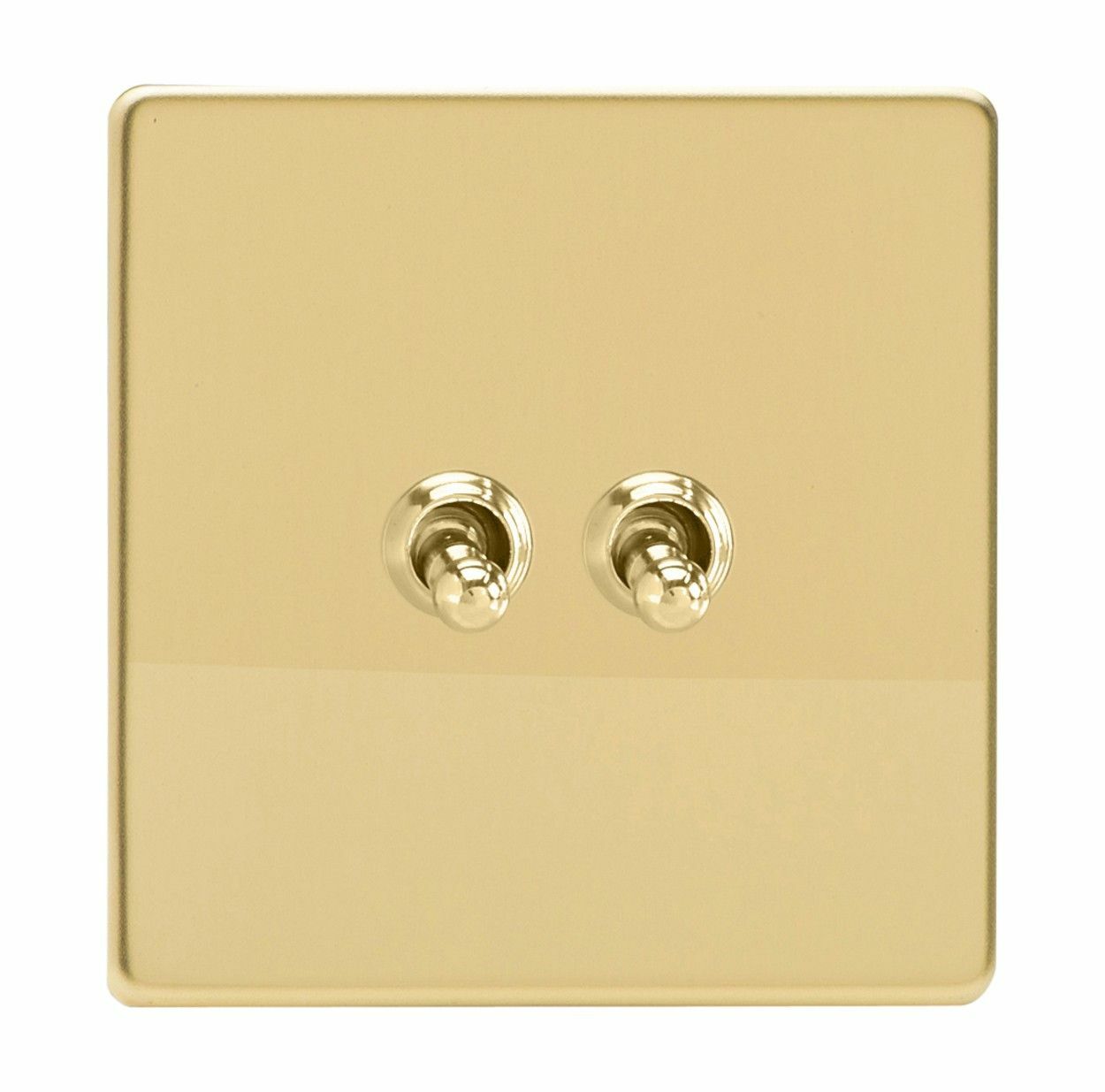 Varilight XDVT2S Screwless Polished Brass 2 Gang 1 or 2 Way Toggle Light Switch