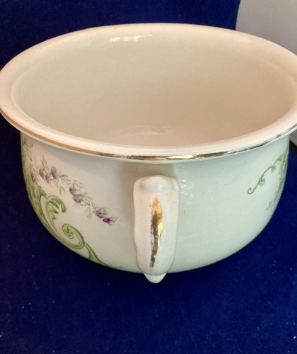 Alter Kammertopf Übertopf floral lila grün Porzellan Transferware gemarkt Hilfe? - Bild 11 von 12