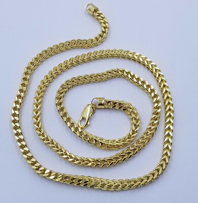 Real 10k Yellow Gold Franco Chain 4mm Necklace Lobster Clasp 18' 20'' 22'' 24'' 26''