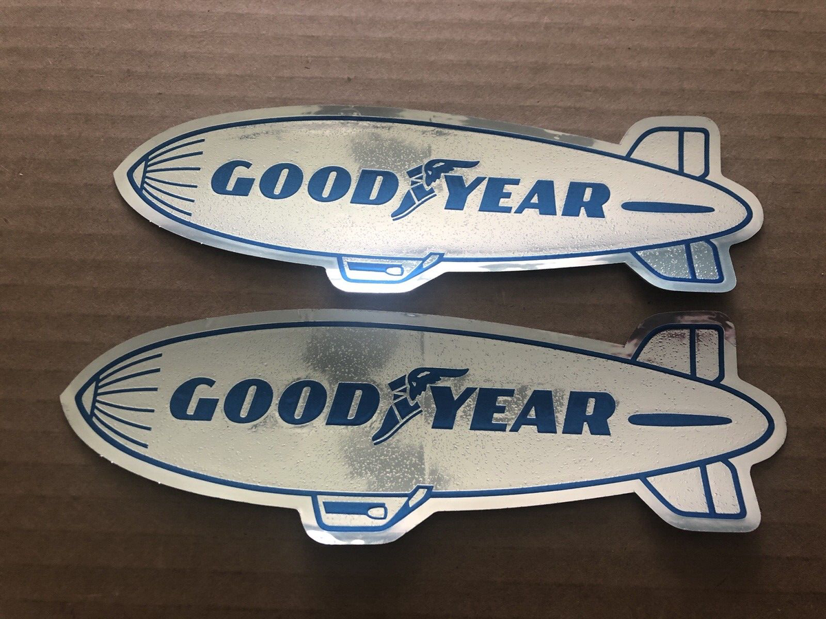 Vintage GOODYEAR Wing Foot Blimp Dirigible Stickers 2pcs