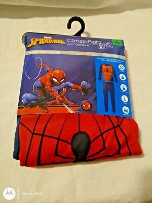 Size L(10/12) CuddlDuds Marvel Spiderman boy long sleeve crew & pant underwear