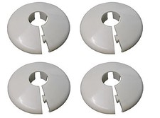 15mm White Radiator Pipe Collars - Decorative Pipe Covers (Pack of 4)