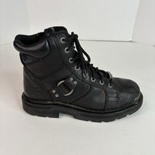 Harley Davidson Maddy 6-Inch Lace Up Black Boots Zipper D84189 Womens 8M Black