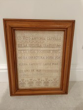 Niezwykle rzadki 1829 sampler prac igłowych Hiszpania oprawiony nadruk