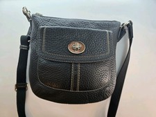 COACH Hamilton Bag Black Pebbled Leather, Turn Lock, Crossbody Adjustable Strap