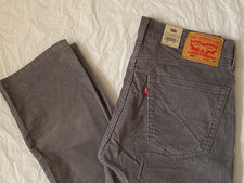 NEW  Men's Levi's 505 Regular Stretch 32 x 32 Grey Corduroy Jeans