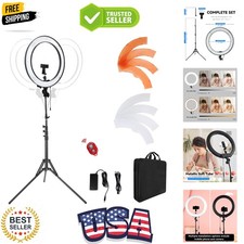 18-Inch Ring Light, 55W Dimmable 5500K Light with 240 LEDs Color Filter, Soft...