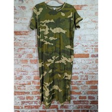 NWT J.Crew Dress Womens S Green Camouflage Camo T-Shirt Midi Cotton