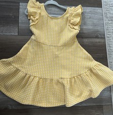 Janie and Jack 3T Gingham Knit Seersucker Dress in Mimosa Gingham Yellow