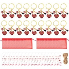 Bulk Pack of 18 Elegant Metal Heart Key Rings for Valentines Celebration
