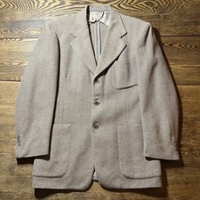 1940s Wool Tweed Sport Coat Blazer Hamilton De Luxe 40R Union Made Patch Pocket