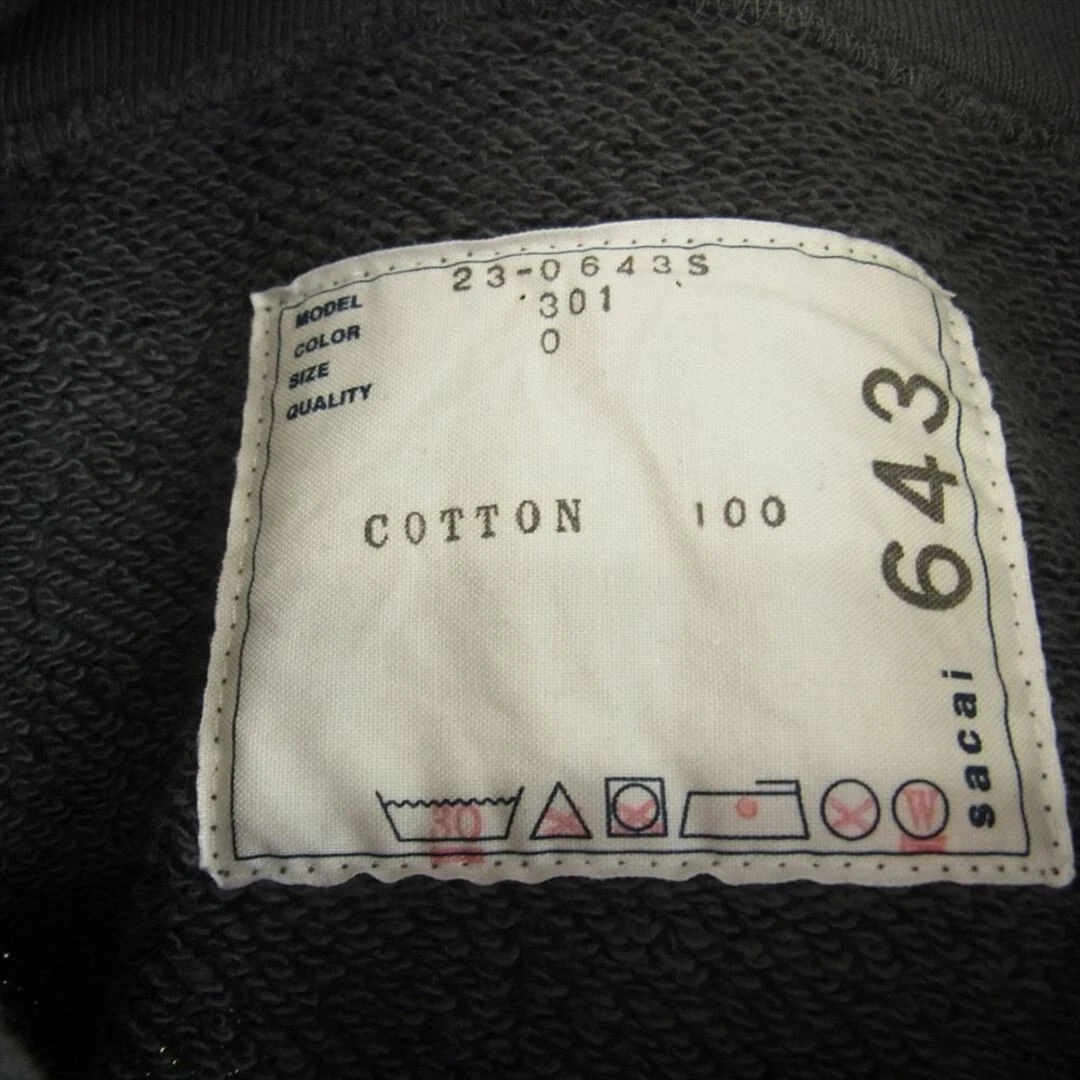 Felpa con cappuccio Sacai Sakai 23 0643S stampa grafica grigia 0 usata LIFE 0