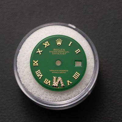 Rolex Dial Custom Roman Green Diamond 26mm for Datejust/Presidential Watches