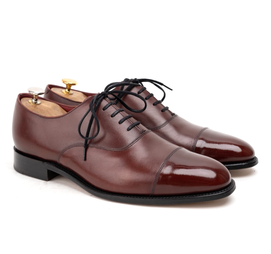 Charles Tyrwhitt Oxford Cap Toe Burgundy Leather Shoes in  display picture 3