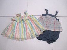 BABY GAP 2 INFANT GIRLS PASTEL STRIPED EYELET DRESS  PLAID ROMPER SIZE 3-6 MON