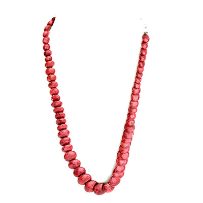 Jay King RED CORAL Beaded & Graduated Disc Beaded Necklace (& free earrings)