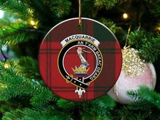 Clan MacQuarrie Crest Tartan Ceramic Ornament   Scottish Heritage