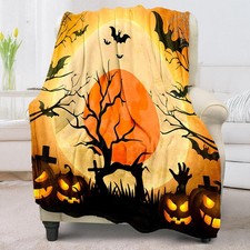 Cute Halloween Throw Blanket Soft Cozy for Kids Teens Adults Spooky Couch 40x60