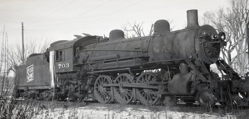 MS ORIGINAL 2x4 B/W NEGATIVE: SOO LINE 4-6-2 #703 - MINNEAPOLIS MN 1955