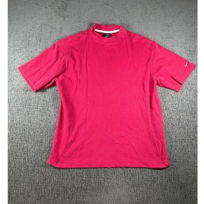 Nike Golf Mens Pink Dri-FIT Mock Neck Short Sleeve Polo Shirt Large