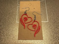 Rose in a heart red dangle earrings valentines day