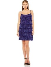 New MAC DUGGAL 23001 Beaded cobalt Sequin Ruffle Mini Cocktail Dress sz 4 $458