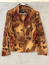 Requirements Vintage Paisley Jacket Women M Multicolor Zip Mock Neck Boho