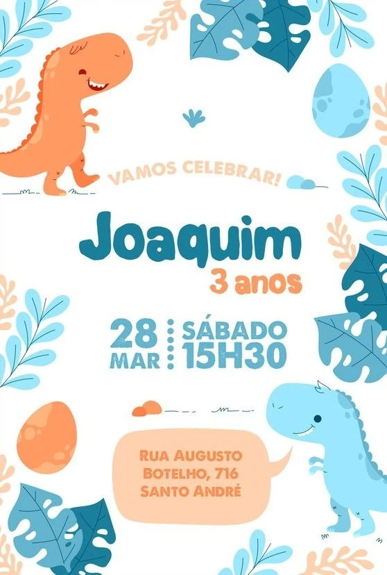 Digital Dinosaur Dino Birthday Party Invitation Personalized Texts 3 - Image 4 of 4